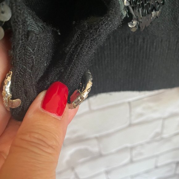 VINTAGE EMBELLISHED BLACK CARDIGAN (SZ 2-4) (VGUC) - Picture 12 of 12